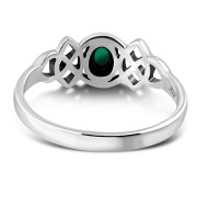 Green Agate Celtic Knot Silver Ring, r587